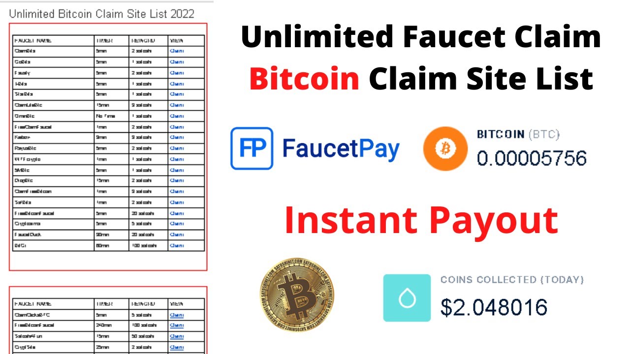 Bitcoin Claim Site List 2021-2022 | BTC Claim Unlimited | BTC Faucet Site List