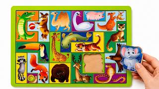 Complete the Animal Puzzles! 🦒🐯 Matching & Counting Fun screenshot 1