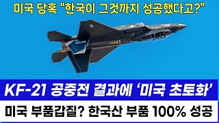 KF 21 전투기 국산부품 100% 공중전 결과 밝혀지자, 미정부 당혹!