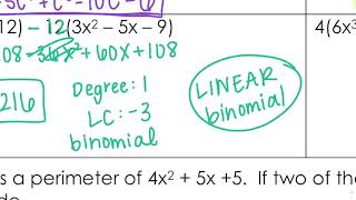 Video Notes 8-2: Operations with Polynomials Part 2