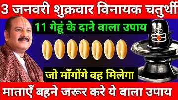 3 जनवरी पौषमास शुक्रवार विनायक चतुर्थी को 11 गेहूं के दाने वाला उपाय जरूर करे || Pradeep Ji Mishra