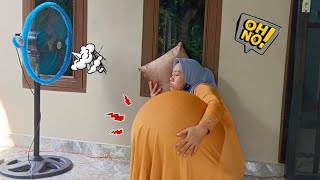 Kagett.. Tidur Berjalan Didepan Kipas Perut Mama Kembung