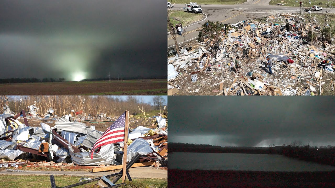 Extreme Tornado Damage in Mississippi- Compilation - Drone