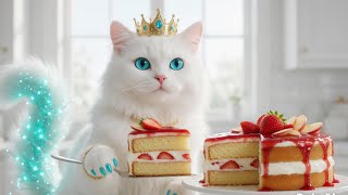 🍰🍎🍓 This Cat Bakes an Apple & Strawberry Cake | Cozy Rainy Day ASMR 🌧️ screenshot 5