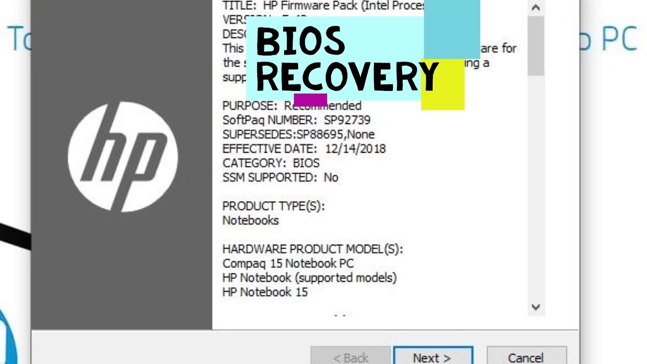 HP Bios Recovery ( OpenHours 133 ) YouTube