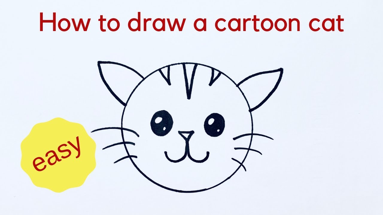 how to draw a cartoon cat face