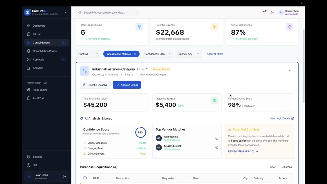 Enterprise procurement Intelligence AI Demand Consolidation Agent for Supply Chain Automation