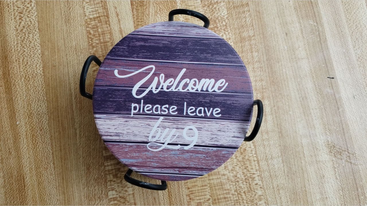 LIFVER Coasters for Drinks with Cork Bottom & Metal Coasters Holder