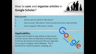 How to save and organize articles in Google Scholars My Library