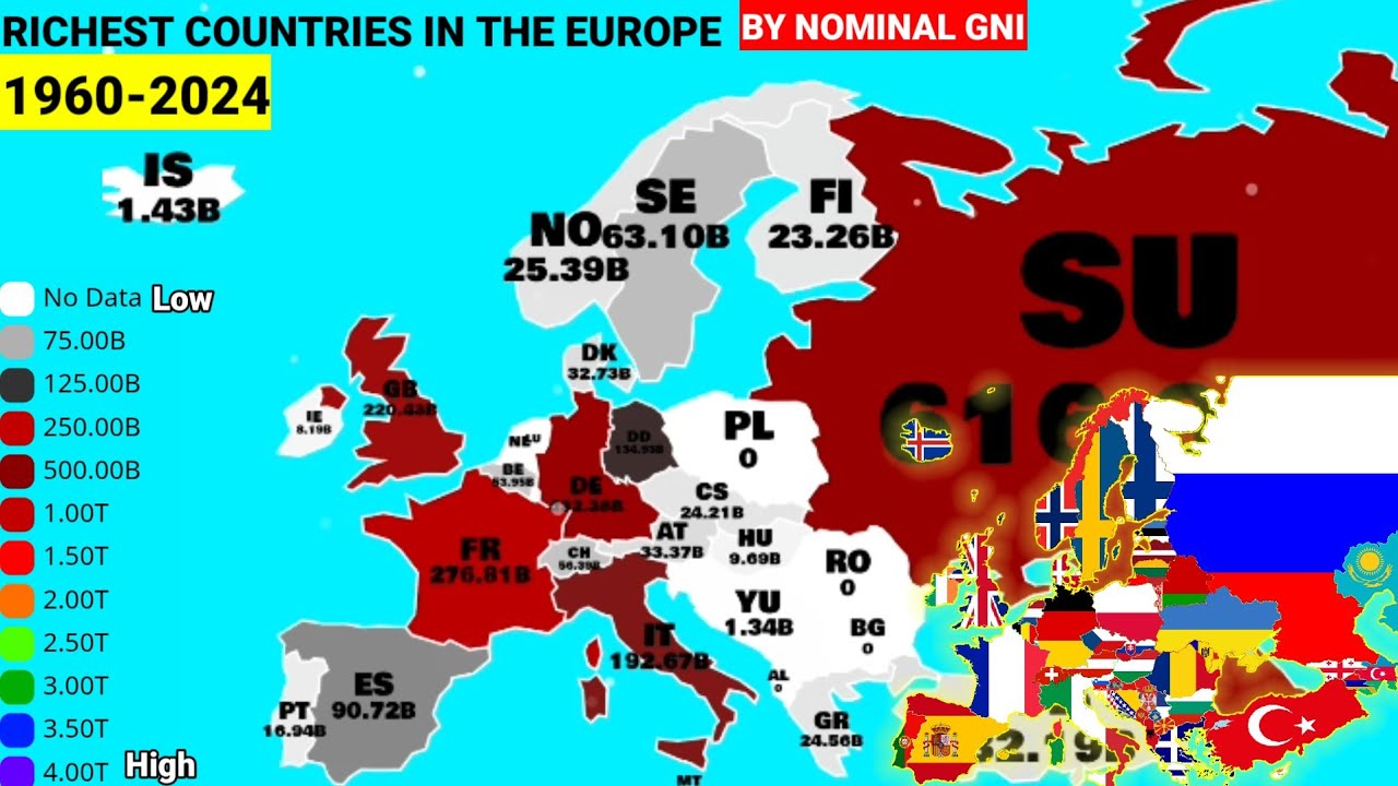 Top most powerful and richest countries in Europe by nominal GNI 1960 ...