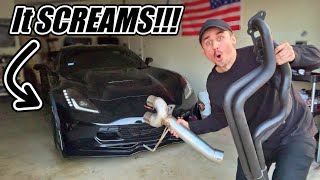 Installing LONG TUBE HEADERS and EXHAUST On My Z06 Corvette! ITS SO LOUD!!!