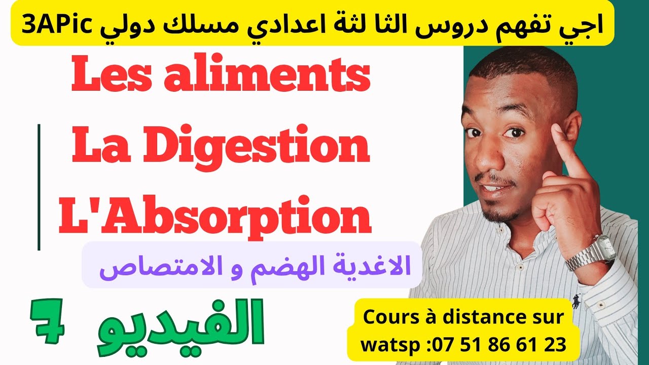 Les Aliments La Digestion et L’absorption 3APIC SVT  Partie 7 الهضم والامتصاص الاغدية