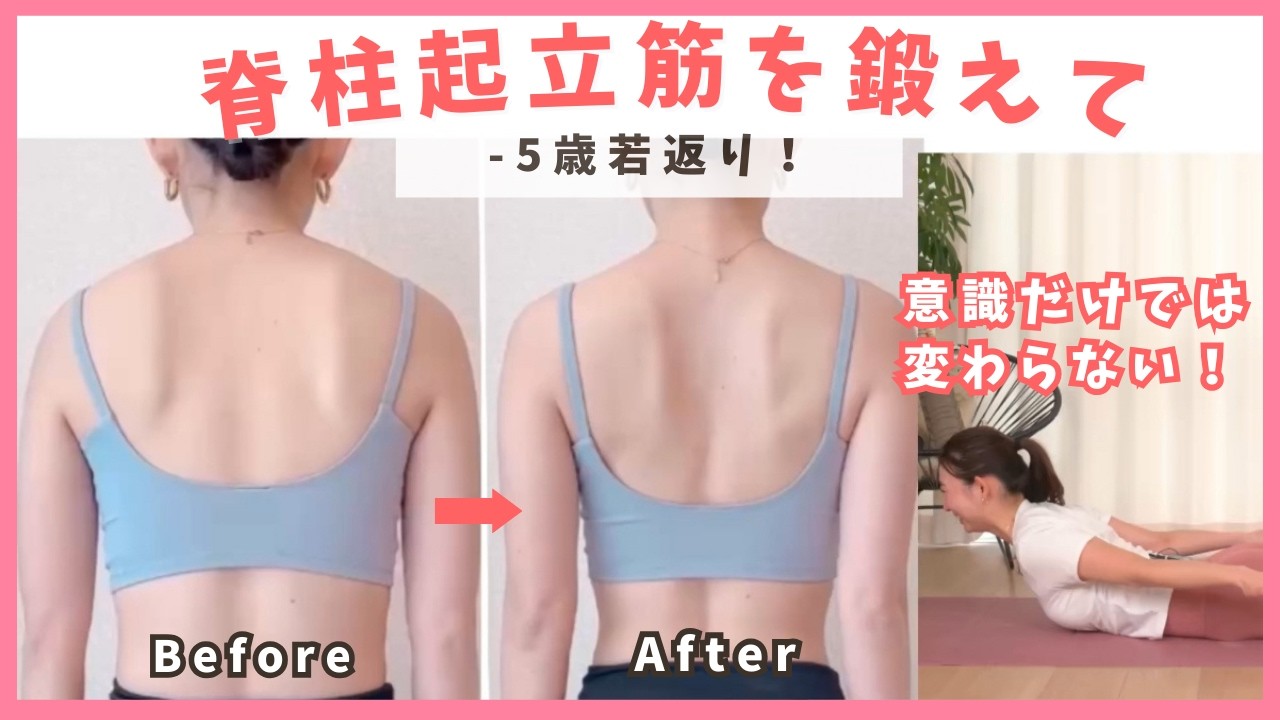 【脊柱起立筋】猫背を放っておくと老け見え一直線！？脊柱起立筋を鍛えて姿勢美人に！ BY471