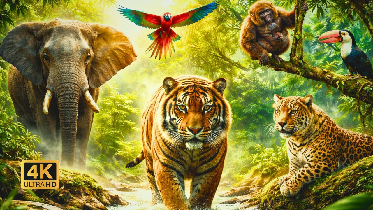 Jungle Animal Discovery in 4K Ultra HD  60FPS Cinematic Wildlife Experience #4K #Animals