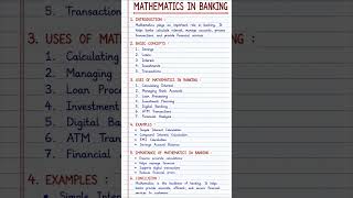 Mathematics in Banking | Homework Help | Mathematics Project