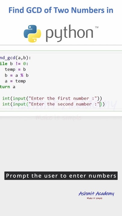 How to Find GCD of Two Numbers in Python #python #coding # ...