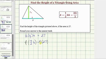 Ex: Find the Height of a Triangle Given Area (Odd Base)