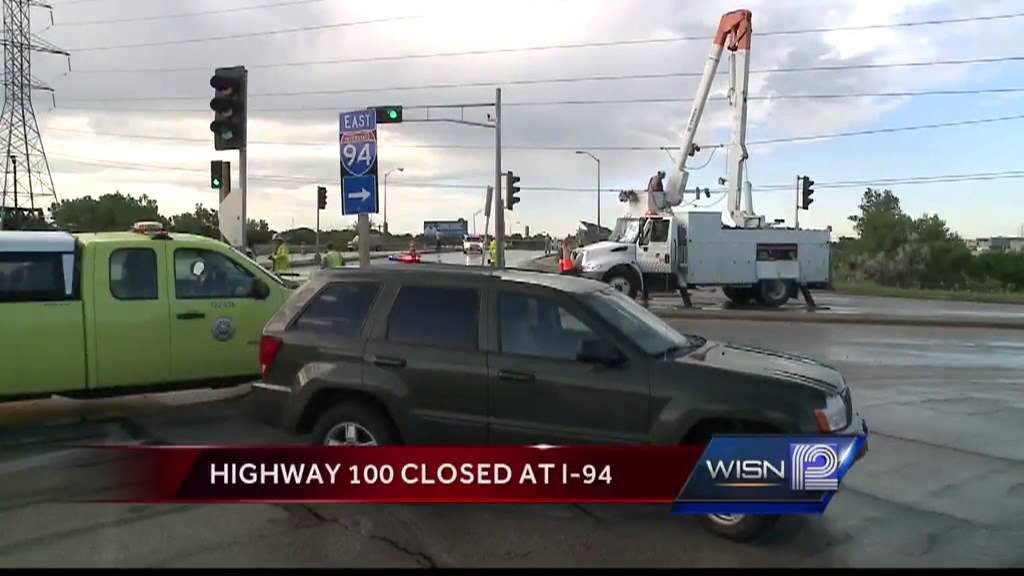 Truck hits power line pole on Highway 100 at I-94 - YouTube
