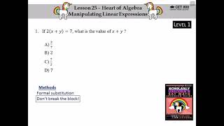 SAT Math - Scholarly Unicorn - Lesson 25, Question 1