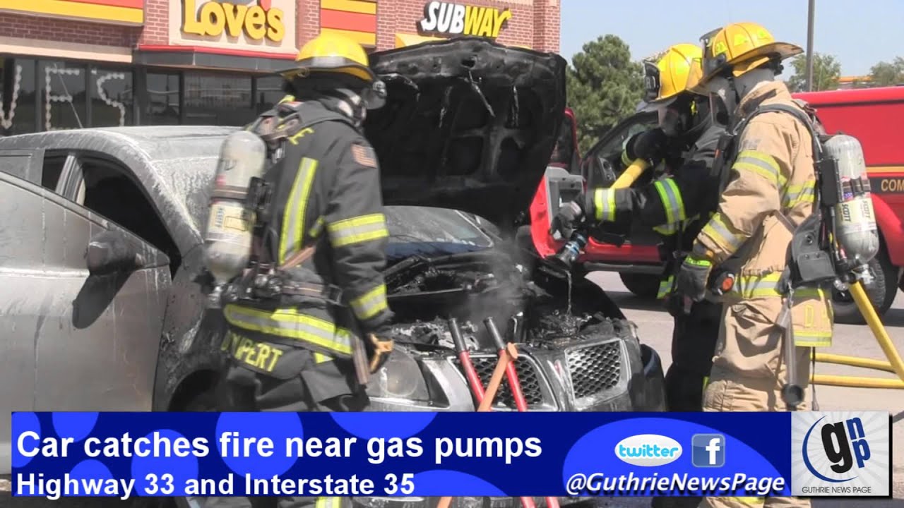 Car catches fire near gas pumps YouTube
