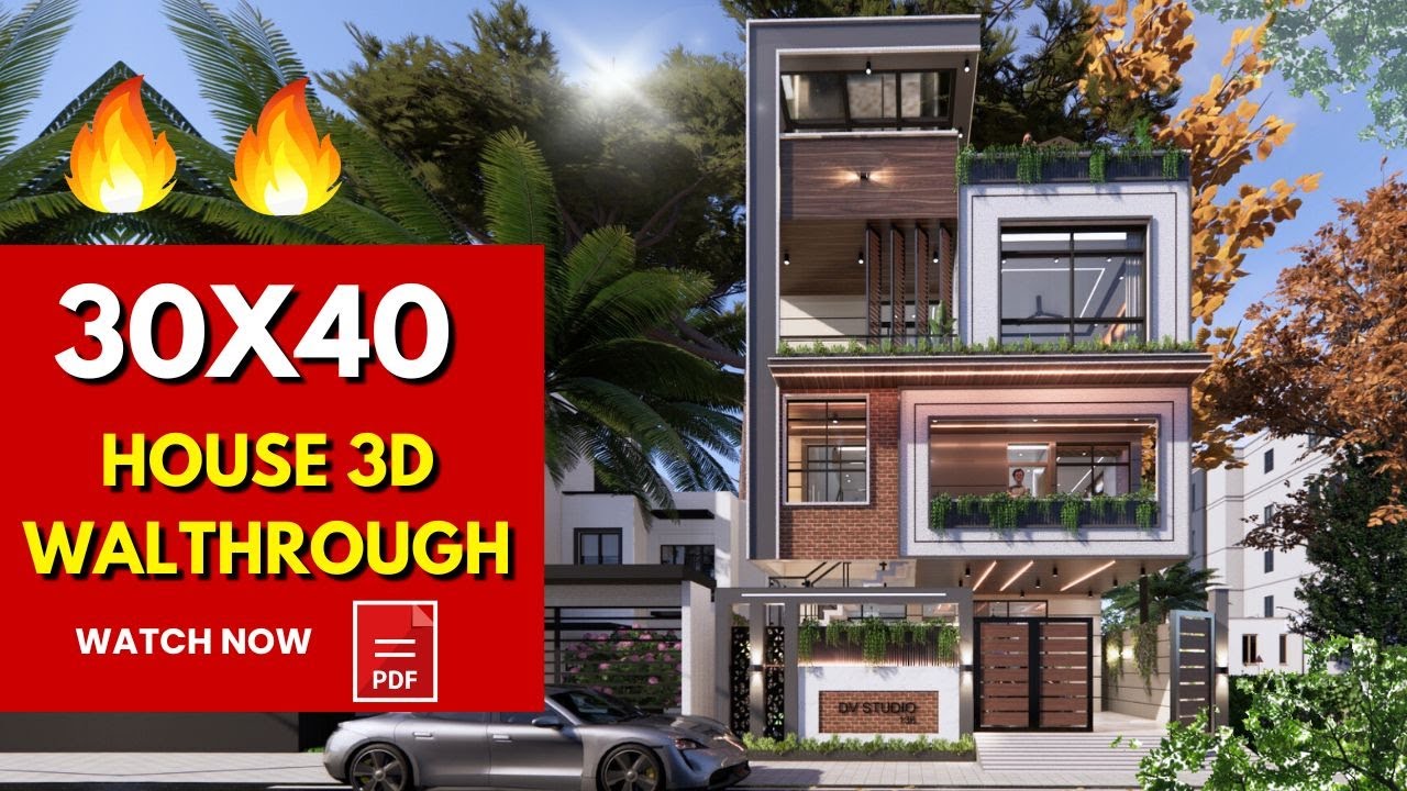 30x40 House plans 3D | 3bhk + 2BHK + Office + Home Theatre | 9x12 Meters || DV Studio