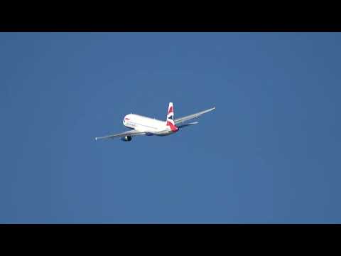 British Airways Departing Runway 27 and Flying Over Ships at The Strait of Gibraltar