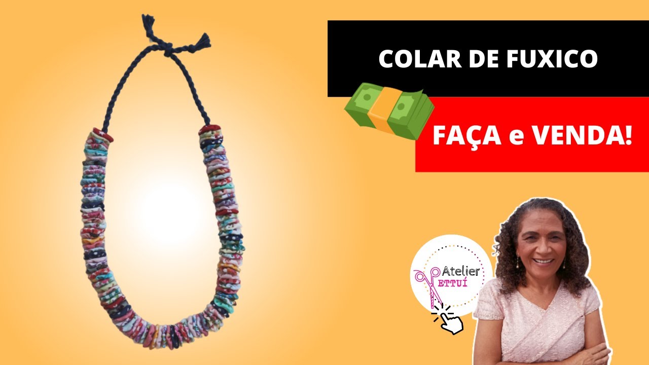 FAÇA UM LINDO COLAR FEITO DE FUXICO *Passo a passo*