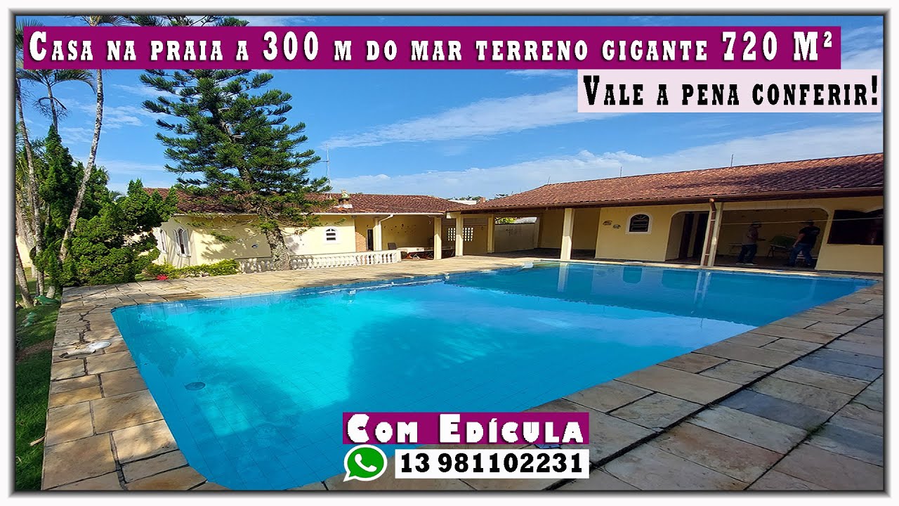 🏠 Casa na praia a 300 m do mar com piscina grande e terreno gigante!
