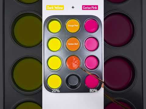 Dark Yellow Vs Cerise Pink Satisfying Acrylic color mixing Ep 06 #colorixing #acrylic #colors #short