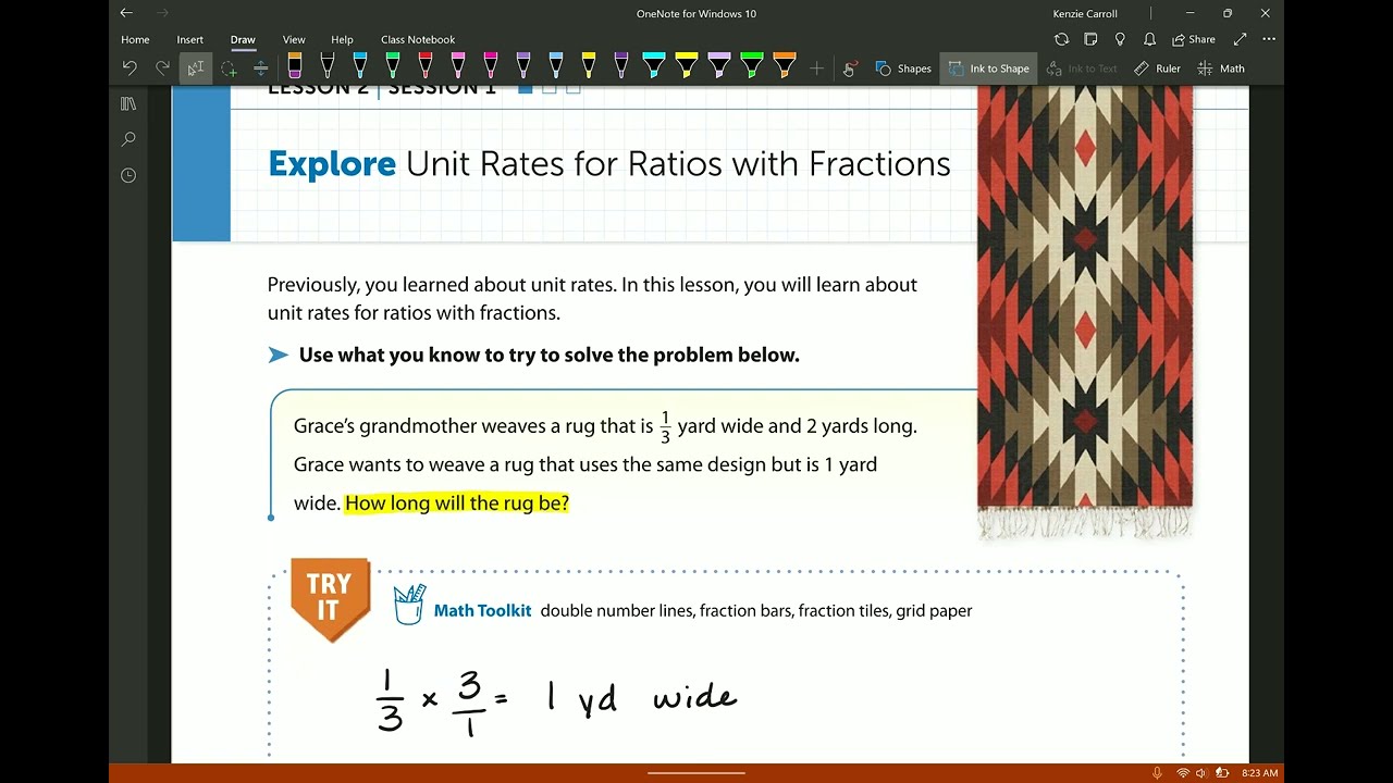 M6+ Lesson 2: Session 1 - Explore Unit Rates for Ratios with Fractions