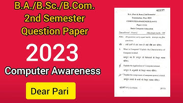 BA/BSc/BCom I Year 2nd Semester Computer Awareness Question Paper MDU 2023 @Dear_Pari