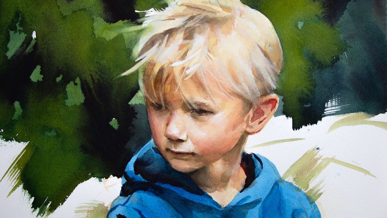 Watercolor Portrait Painting of a Boy with Jackman's Paints