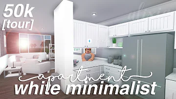 White Minimalist Apartment Tour | 50k | Bloxburg Build | alixia