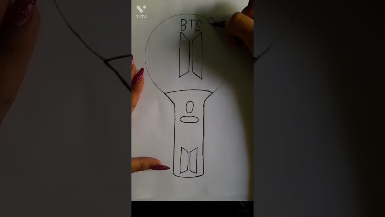 easy BTS light stick drawing 💜💜💜 