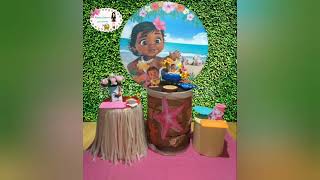 Toalha de ráfia para cilindro festa Moana - passo a passo