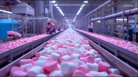 Marshmallow MEGA-fabriek: verwerking van miljoenen marshmallows met behulp van moderne technologie