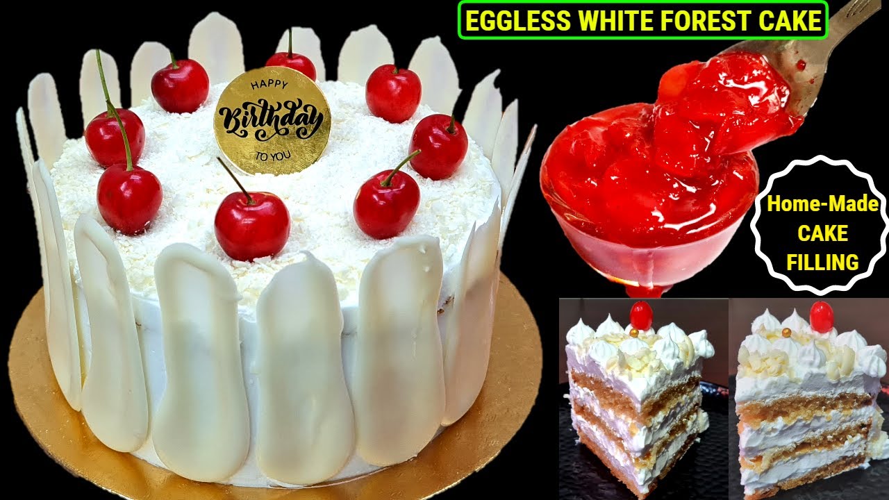 White Forest Cake Recipe |बिना Nozzle,अंडा,ओवन बनाएं बेकरी सेअच्छा White Forest Cake औरCake Filling