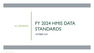 FY24 HUD Data Standards Training