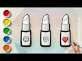 How to Draw a Cute Lipstick 💄 Easy Step by Step for Kids & Toddlers ❤️ 💙