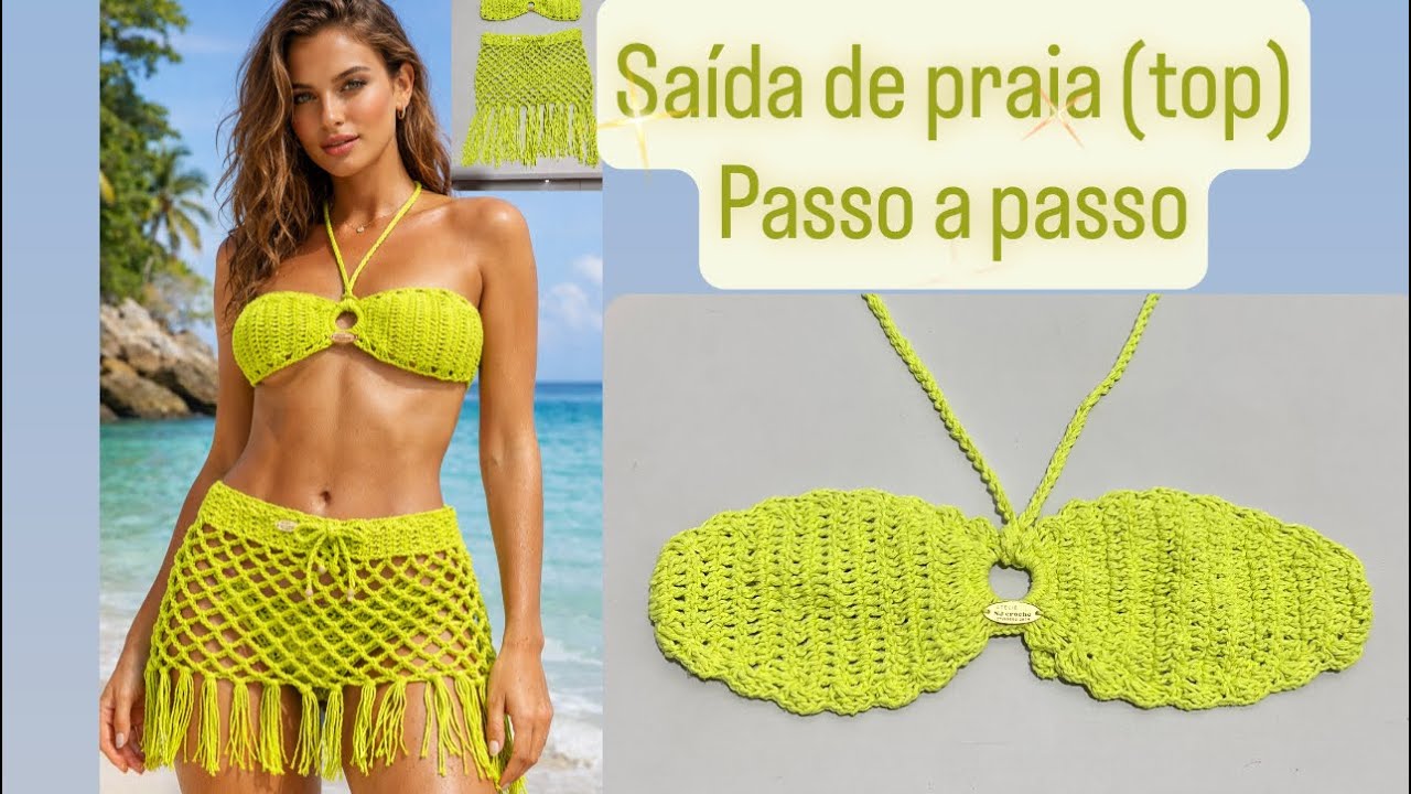 Saída de praia de crochê (top) com barbante numero 6 passo a passo