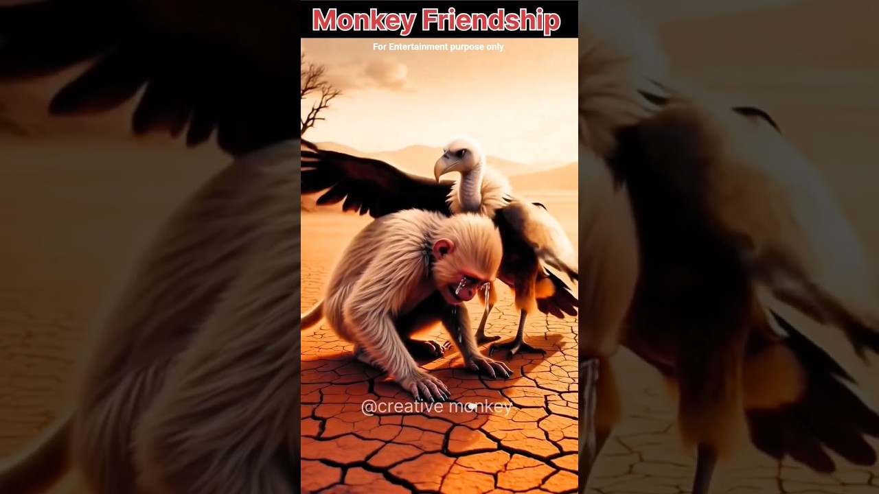 monkey Friendship #shorts # ai video #ai story #monkey video #creative monkey #monkey and vulture