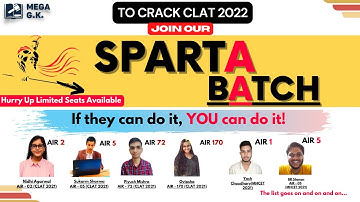 Sparta Batch for CLAT 2022 | How to Prepare GK & Current Affairs | Get 28+ Marks in GK | MEGA GK