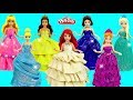 DIY Making Amazing Play Doh Dresses with Glitter for Disney Princess Dolls