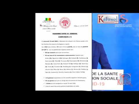 🛑Direct Suivez Covid 19 au Sénégal  :  Situation du du jour  /  19 août 2020