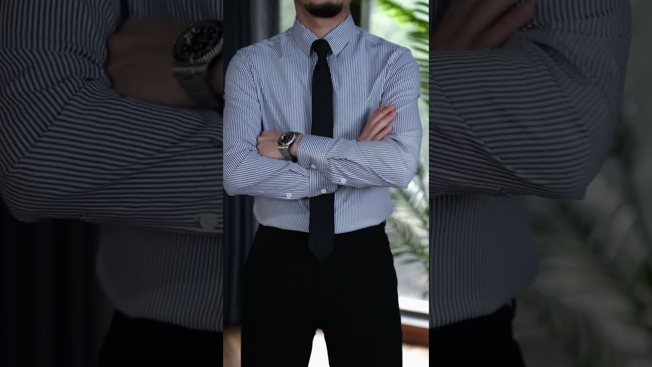 Executive Line Pinstripe Cotton Shirt – Sharp Lines & Premium Fit for Modern Professionals | Siyah