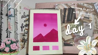 Day 1 of Learning to Paint with Gouache | EASY Mountain Painting Idea for Beginners 💡