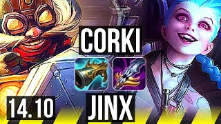 CORKI & Rell vs JINX & Thresh (ADC) | Godlike | KR Grandmaster | 14.10