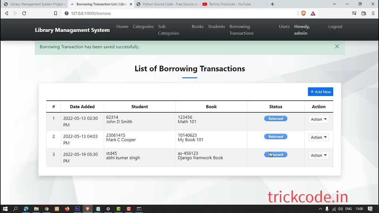 library management system project in python django with source code ...