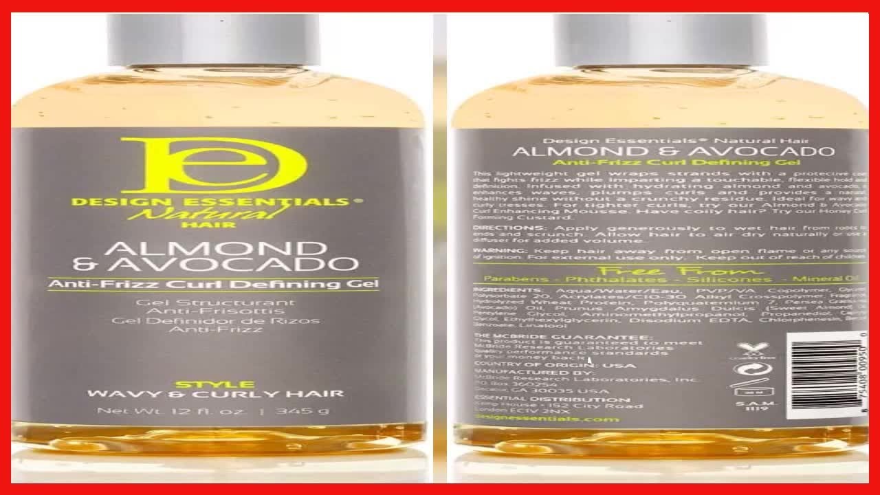 Design Essentials Natural Almond & Avocado Anti frizz Curl Defining Gel, white, 12 Fl Oz