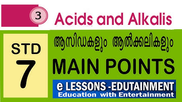 Std.7 Basic Science  Unit 3  Acids and Alkalis  / English and Malayalam medium.